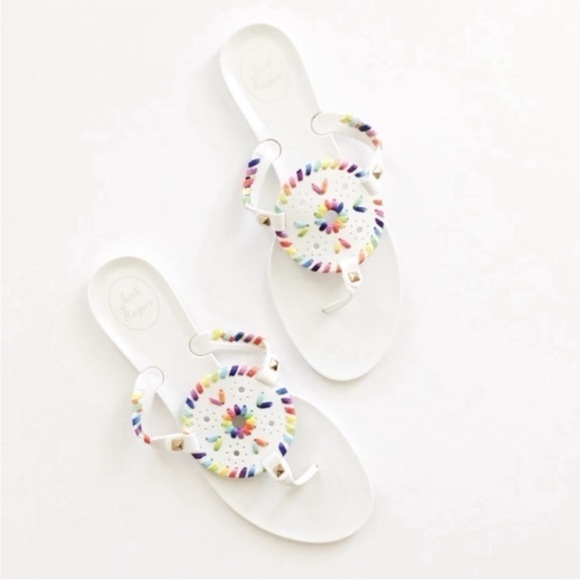 Jack Rogers Georgica Sandals 11 Jelly White Flops - Picture 1 of 8